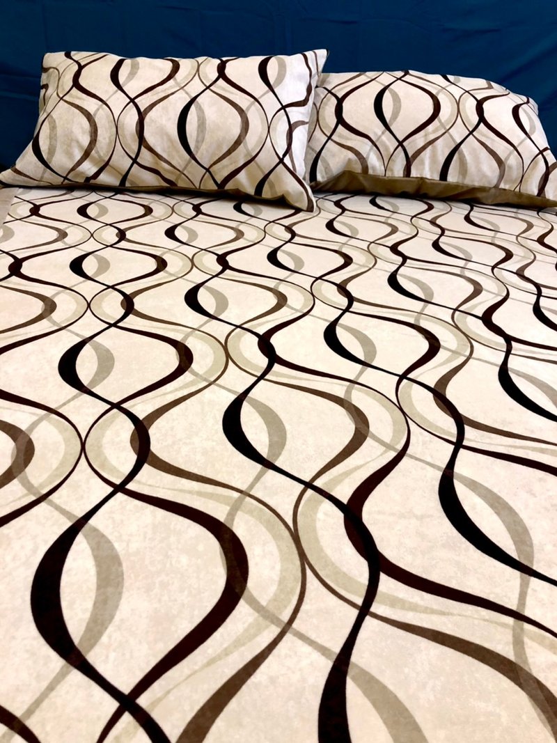 猫抓布床包组全不劳奢标准双人   米色曲线(无枕套)最后一件 - 寝具 - 其他人造纤维 