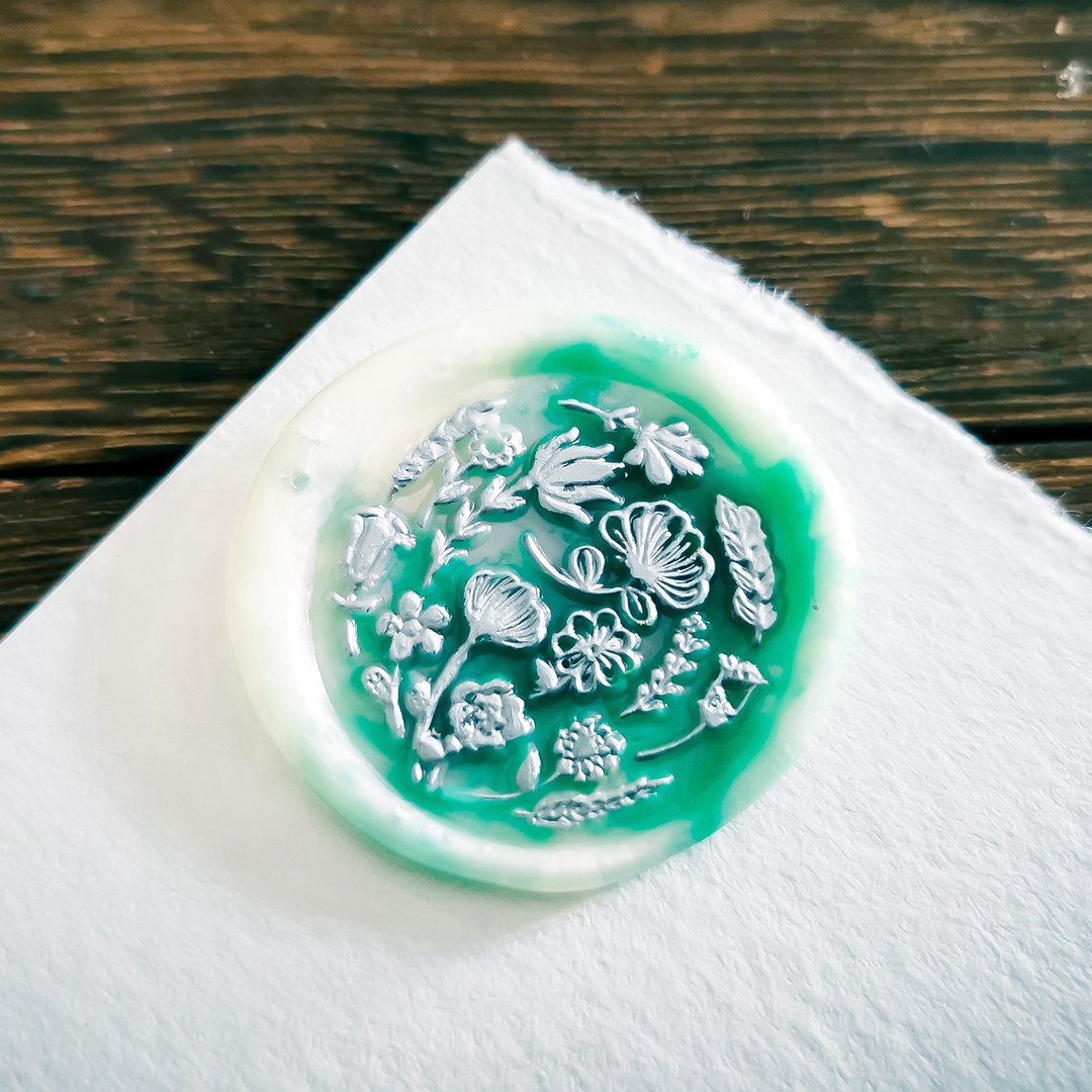 火漆印章-碎花 烧蜡封印章头 手作礼物卡印章 - 印章/印台 - 其他金属 