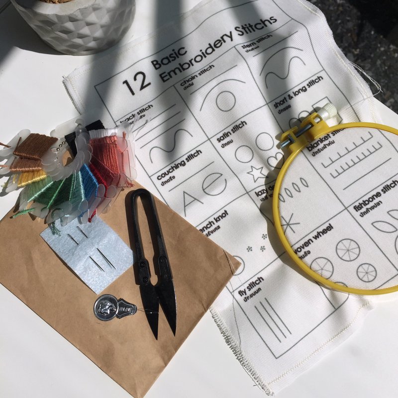 Basic embroidery designs with 14 online embroidery courses (hand Embroidery thread) - 编织/刺绣/羊毛毡/裁缝 - 其他材质 多色