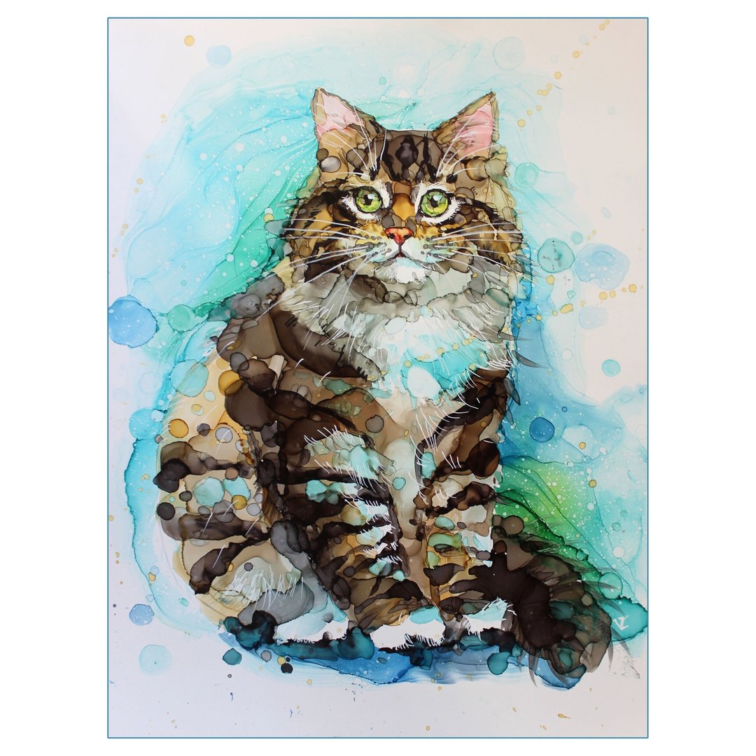 猫咪肖像画 原创美丽的猫咪个性化的宠物肖像画 - 墙贴/壁贴 - 其他材质 多色
