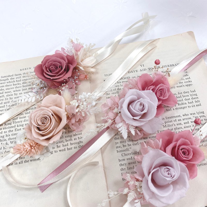 【婚礼手腕花】永生手腕花-新娘手腕花 婚礼 干燥花 - 胸花/手腕花 - 植物．花 多色