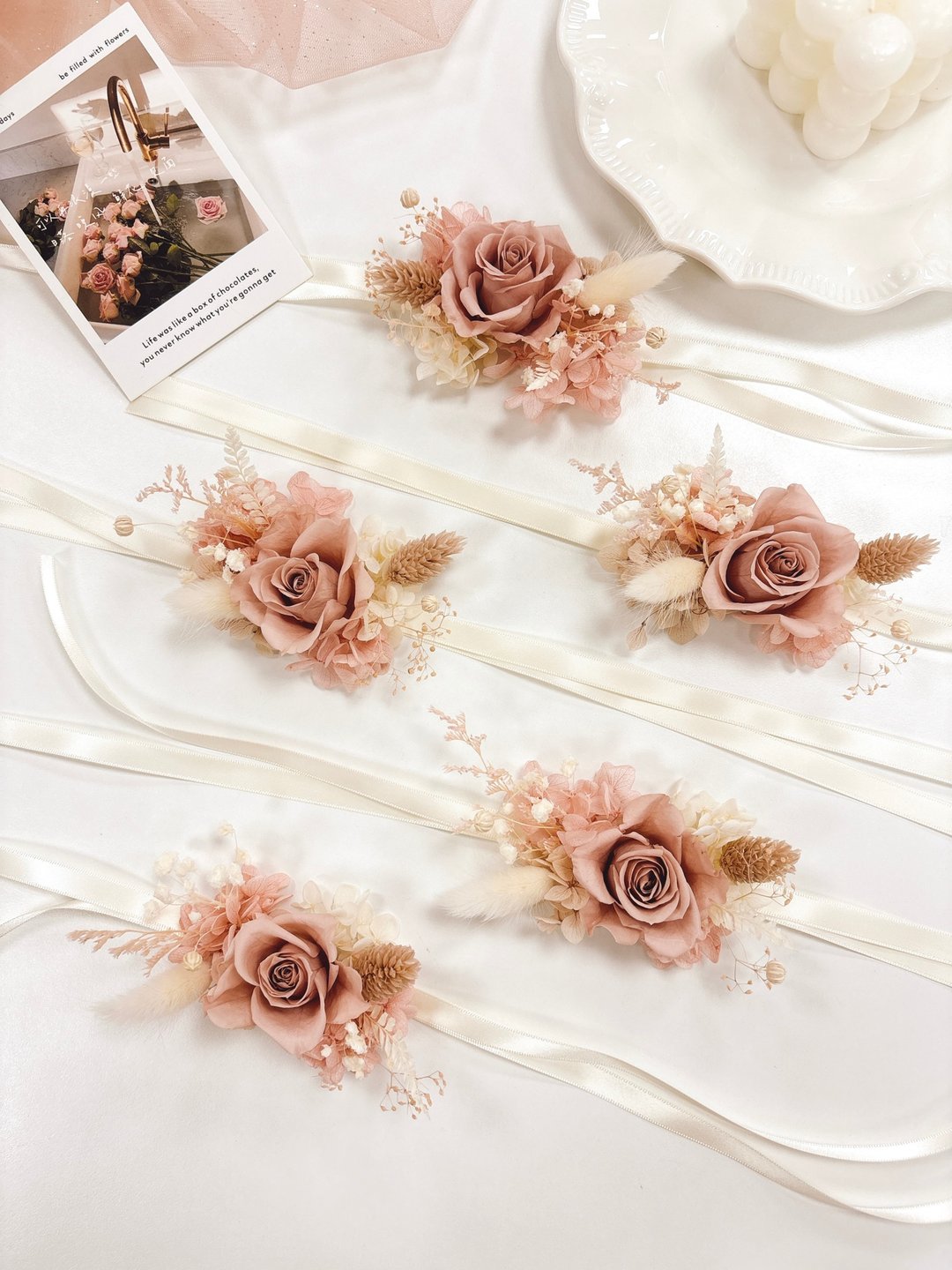 【婚礼手腕花】永生手腕花 - 新娘手腕花 婚礼 干燥花 - 胸花/手腕花 - 植物．花 多色