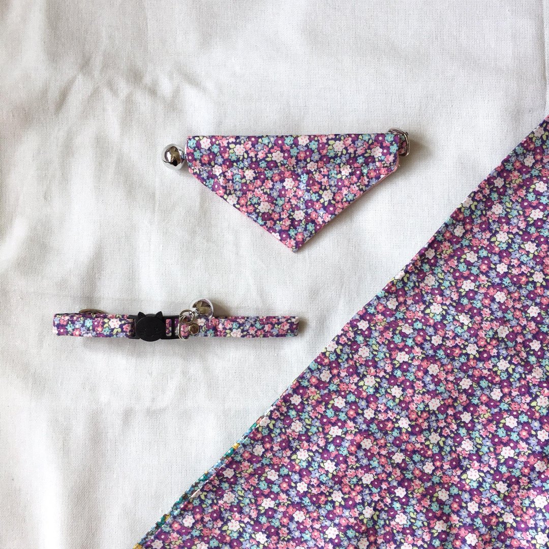 A-NI Collar for cats and dogs, flower model - 项圈/牵绳 - 棉 紫色