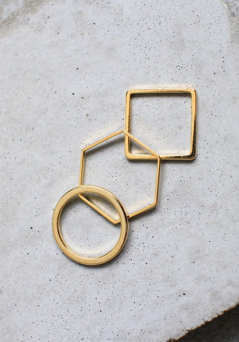 Fyntage几何&Minimal极简线戒指全组(2入)  2组 - 戒指 - 其他金属 金色