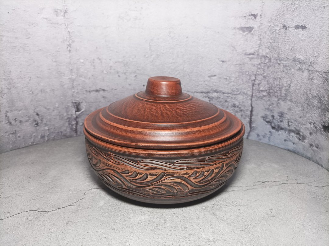 陶器砂锅手工红粘土烹饪锅砂锅带盖砂锅 - 锅具/烤盘 - 粘土 