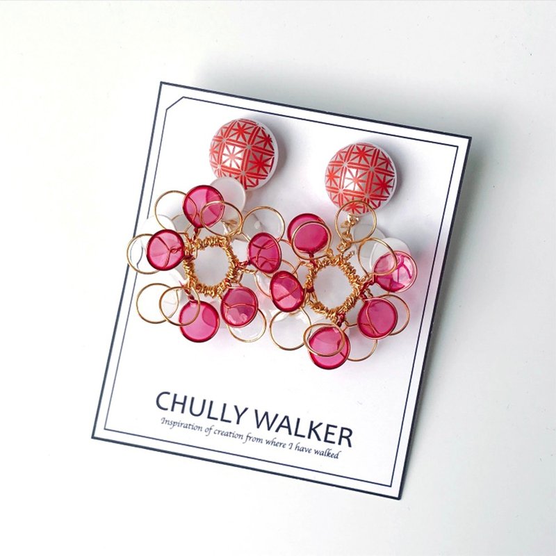 昭和-樱桃红 - 耳环/耳夹 - 其他材质 红色