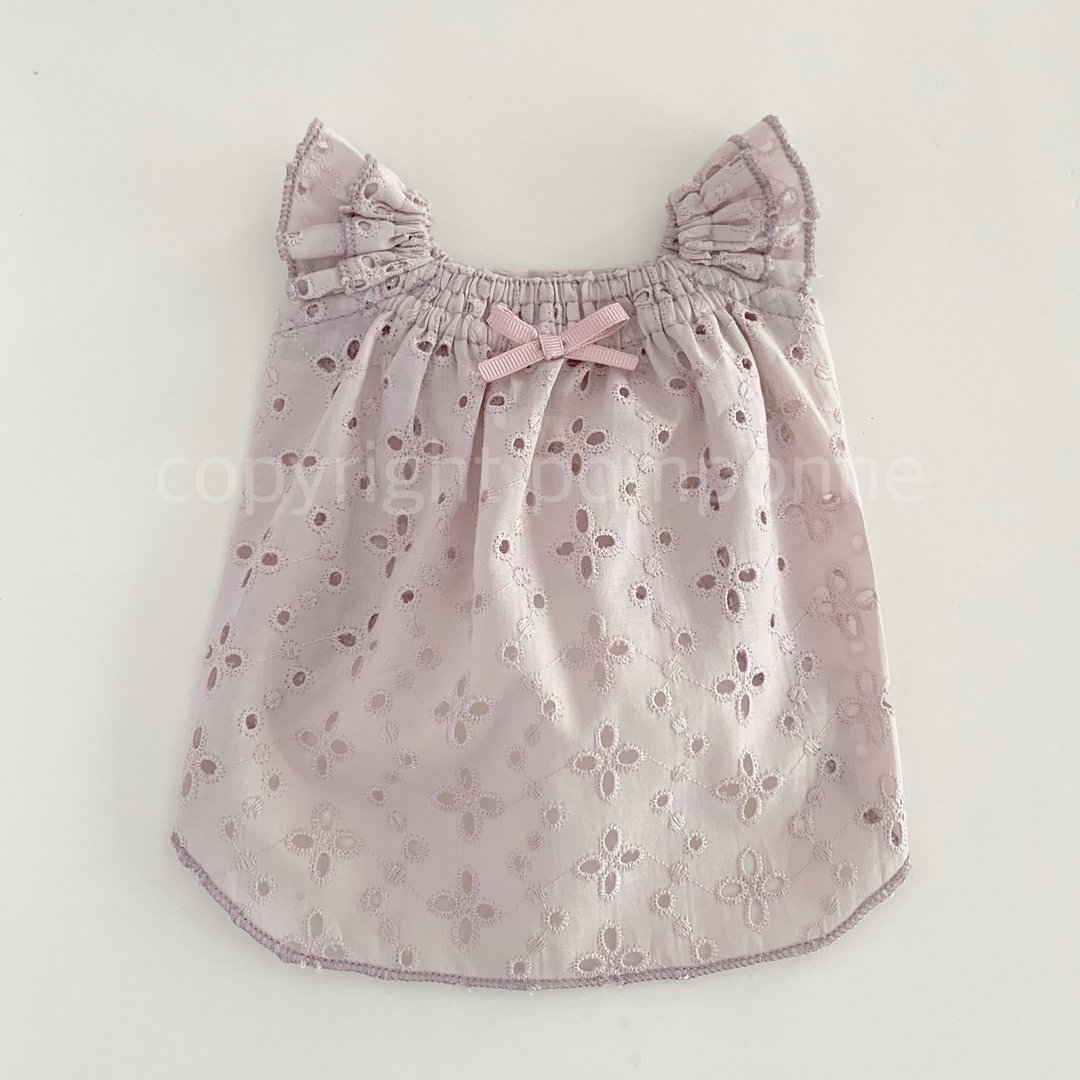 狗服/孔眼刺绣荷叶边吊带背心_烟薰衣草 - 衣/帽 - 棉 紫色