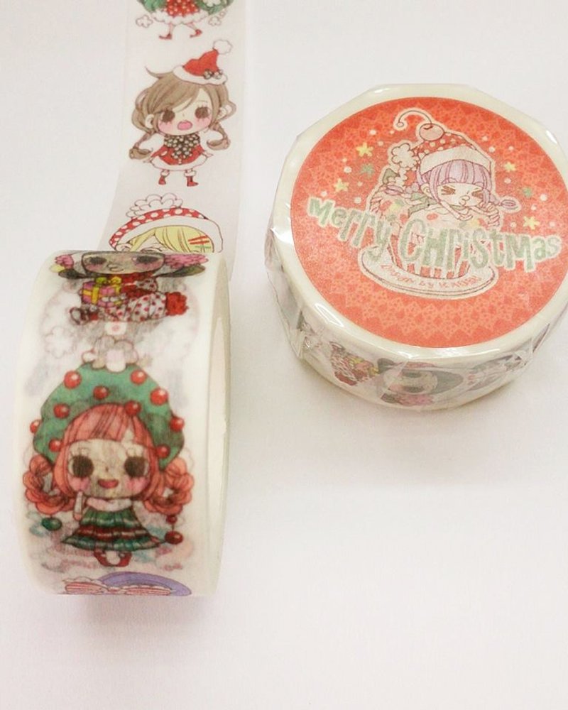 圣诞女孩。纸胶带 - 纸胶带 - 纸 红色