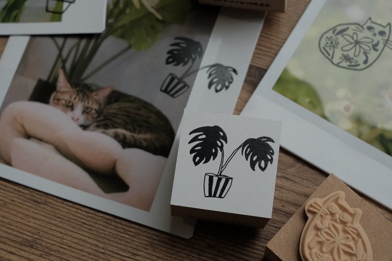 【窝窝头原创印章】龟背芋 - 印章/印台 - 木头 白色