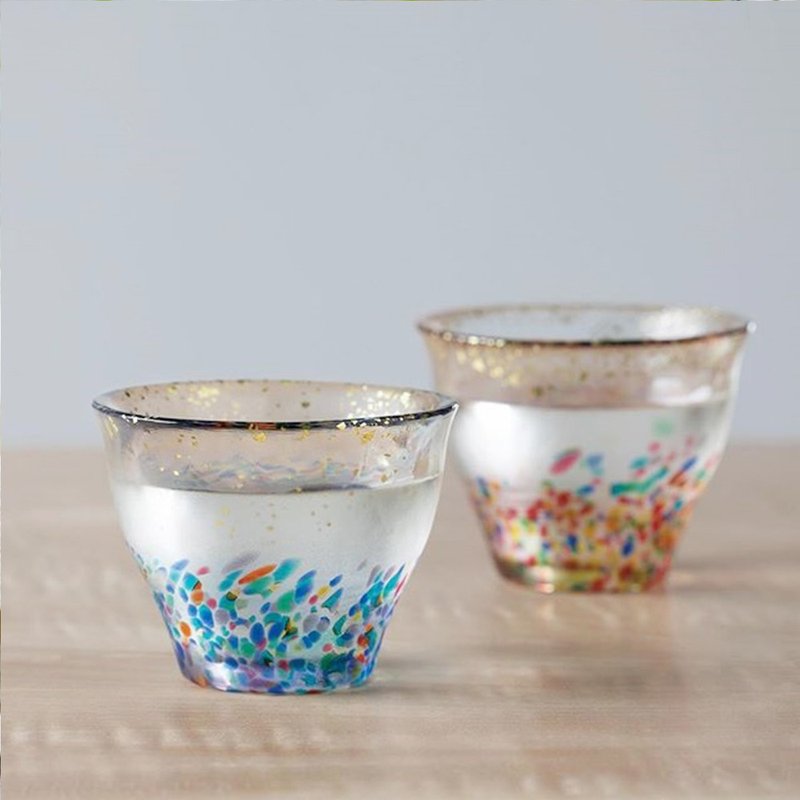 #下杀 日本津轻 手作金彩祭典花火汤吞杯85ml / 共2款 - 玻璃杯 - 玻璃 多色