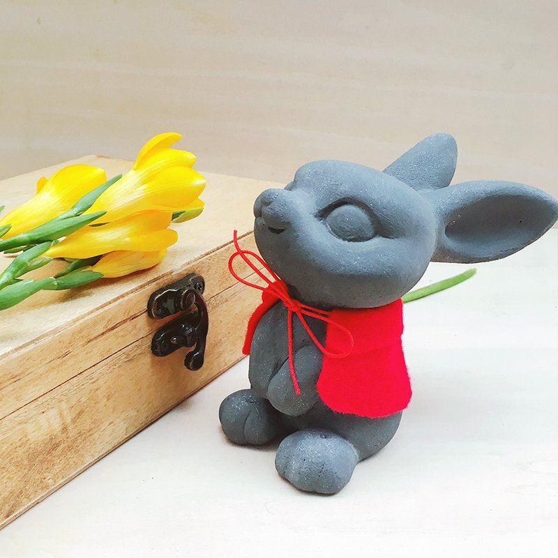 友谊万岁 小兔子 铁灰色 水泥扩香石 圣诞 交换礼物 - 香薰/精油/线香 - 水泥 灰色