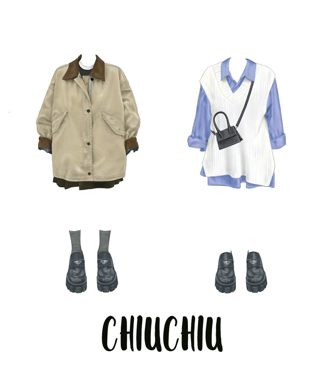 Chiu's Closet Look 2 - 贴纸 - 纸 多色
