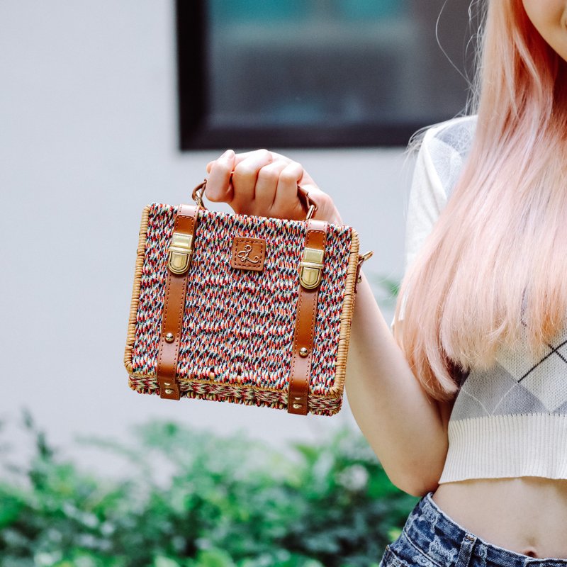 复古系列-细版郊游盒 - 侧背包/斜挎包 - 其他材质 粉红色