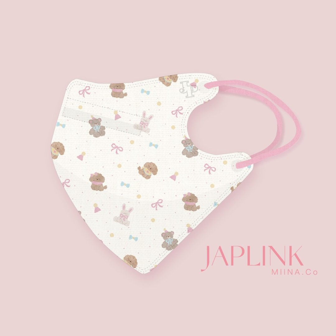 【标准】JAPLINK HEPA 高科技水驻极 立体医疗口罩 - 贵宾狗狗 - 口罩 - 聚酯纤维 粉红色