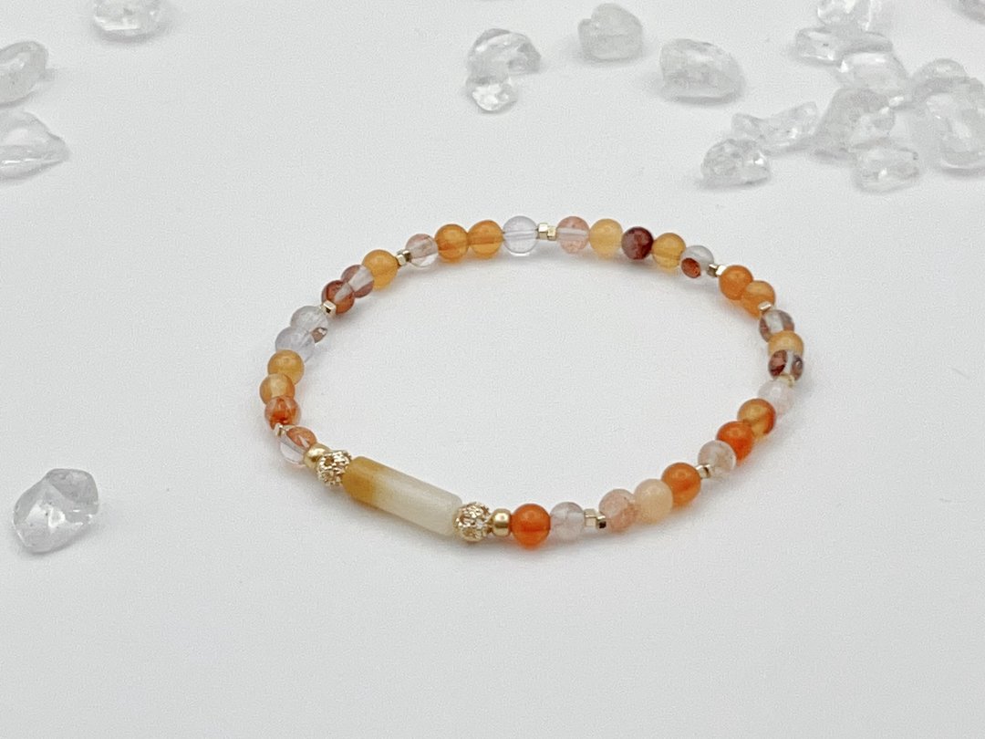 Sosii | Crystal 21 天然水晶手链 | 细款-长石 | - 手链/手环 - 水晶 橘色