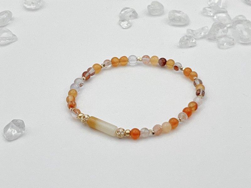 Sosii | Crystal 21 天然水晶手链 | 细款-长石 | - 手链/手环 - 水晶 橘色
