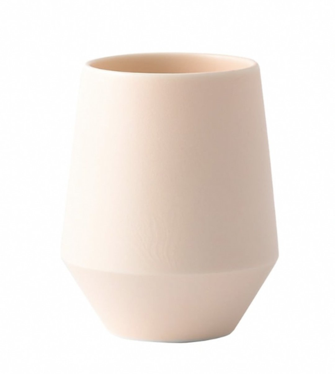 【FRUSTUM 茶杯。云淡粉红素焼釉】 - 茶具/茶杯 - 瓷 粉红色