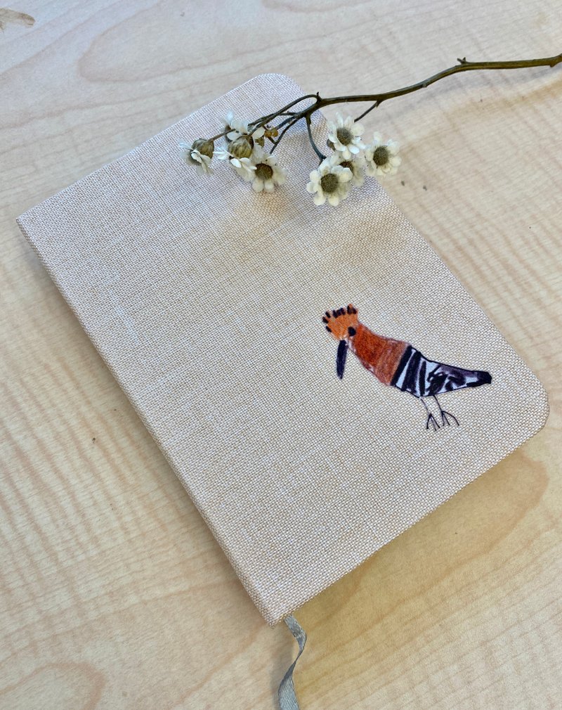 手绘戴胜 亚麻布面 笔记本 买即赠情人节小卡喔 - 笔记本/手帐 - 纸 粉红色