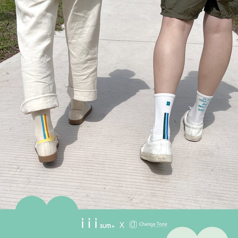 MAKE A WISH 许愿文字 刺绣 毛巾底 厚底袜子 联名款式 独家上市 - 袜子 - 棉．麻 