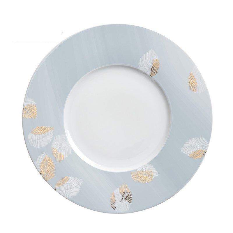 Magic Grip系列(Leaf of Gold)- 31CM 餐盘(硅胶底座设计) - 盘子/餐盘/盘架 - 瓷 金色