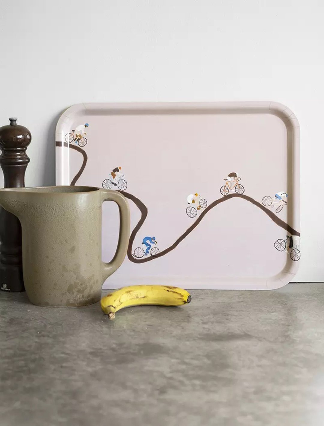 北欧设计方型托盘- BICYCLES TRAY (43x33 cm) - 托盘/砧板 - 木头 粉红色