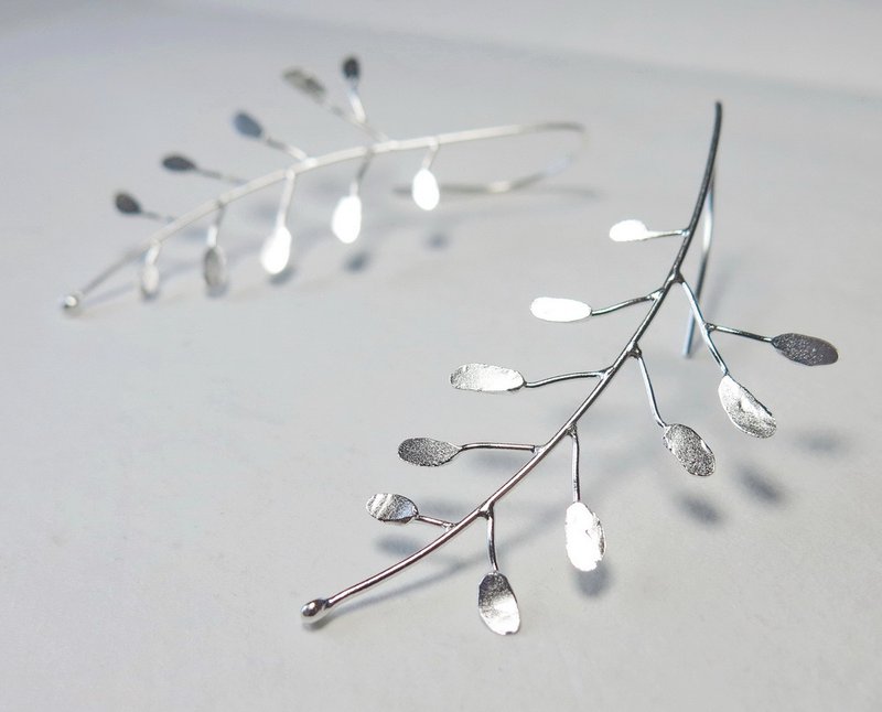夏日系列│烁叶│纯银耳环| Silver. Handmade - 耳环/耳夹 - 纯银 银色