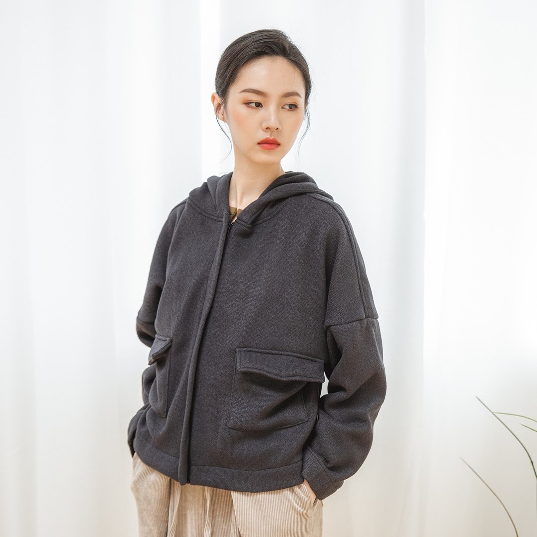 Polar_极地针织短版外套_9AF308_深灰 - 女装休闲/机能外套 - 棉 灰色