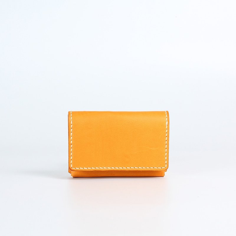 【颖川手创】DIY立体增量名片夹 (裁片有打孔) 009手缝皮革材料包 - 皮件 - 真皮 橘色