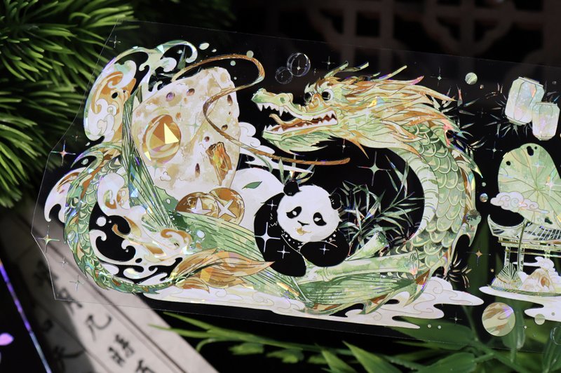 庆端阳 (パンダ) PET 紙膠帶 貝殼光 10米卷 (kiss-cut) - 纸胶带 - 其他材质 多色