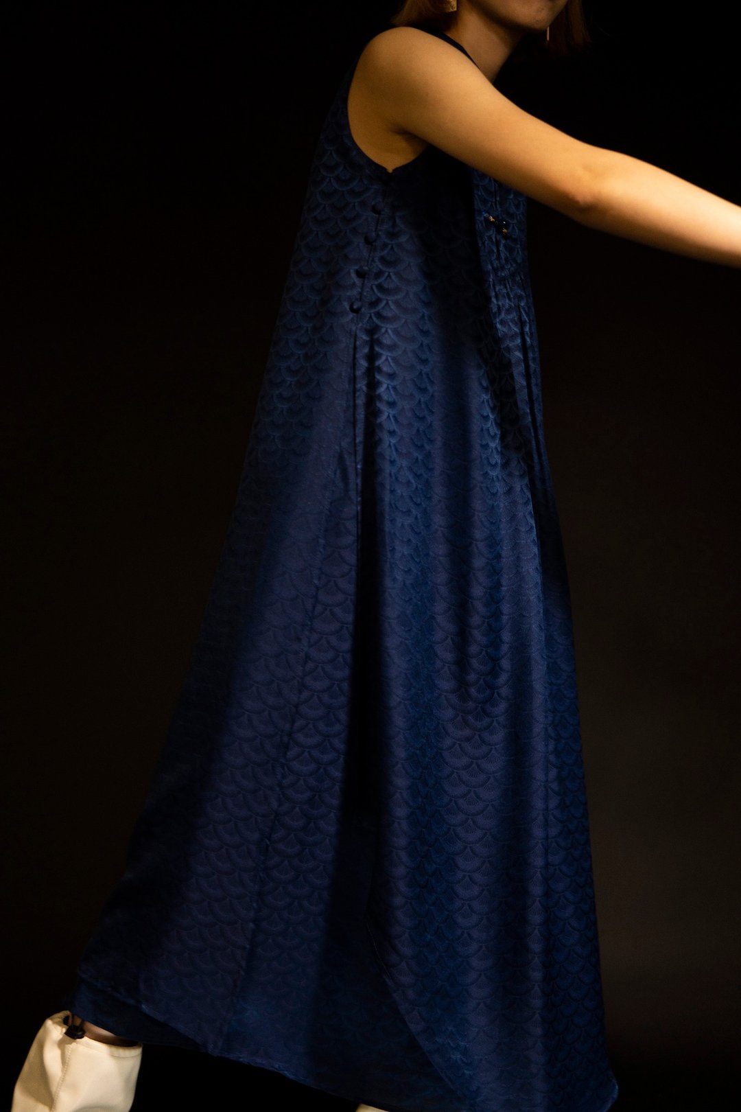 青海波不规则剪裁洋装 Seigaiha Dress - 洋装/连衣裙 - 丝．绢 蓝色