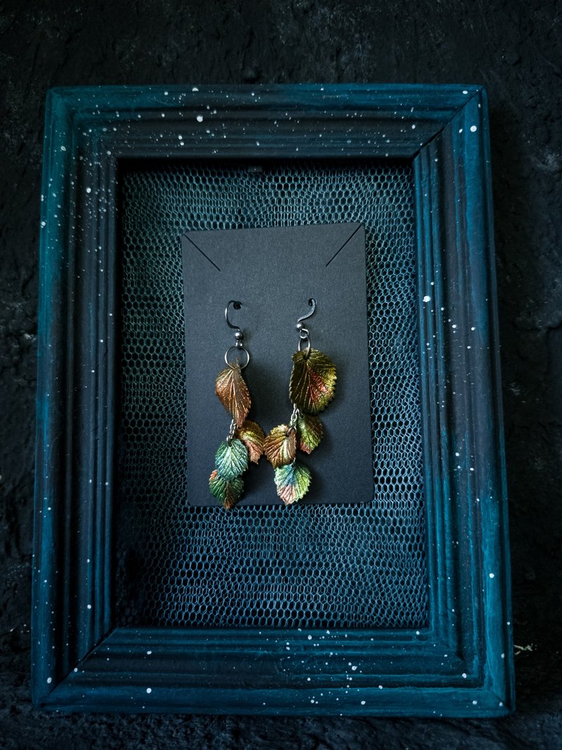 奇幻森林系树脂黏土耳环 | 秋叶 | 精灵风格 & 哥布林风格 - 耳环/耳夹 - 其他材质 橘色