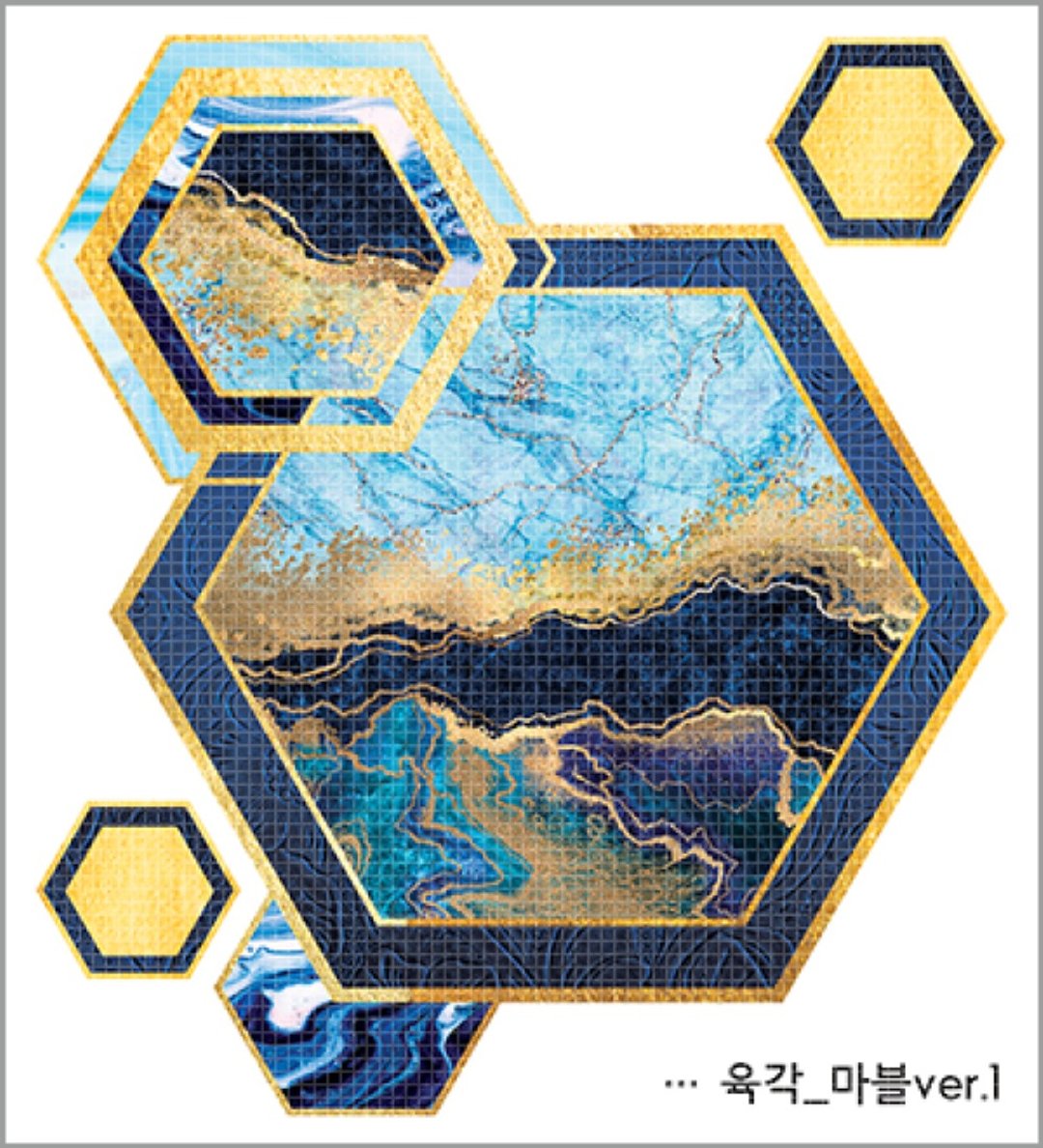 六角形大理石纹 6种款式 (blackraccoon) 复古拼贴设计纸贴纸 - 贴纸 - 纸 多色