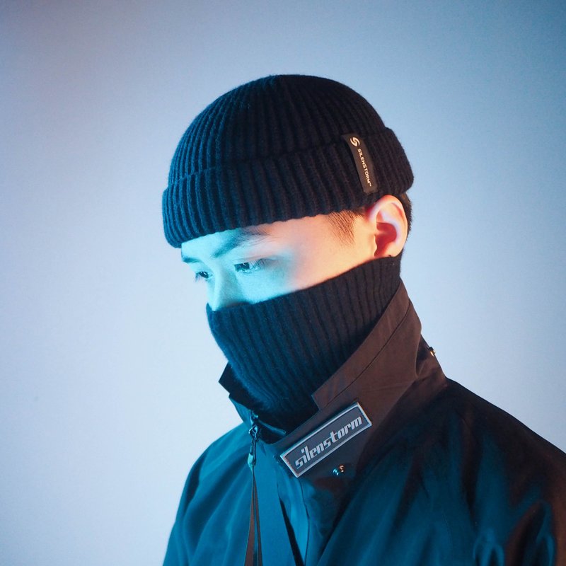 毛线帽子男冬针织帽 海军冷帽 嘻潮牌嘻哈街头卷边帽 - 帽子 - 棉．麻 黑色