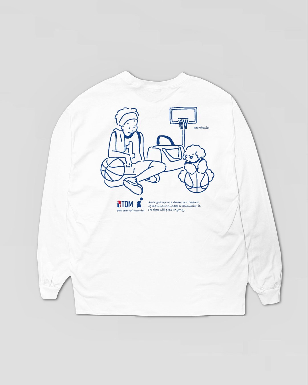 Basketball 长袖上衣 白色 - 女装 T 恤 - 棉．麻 白色