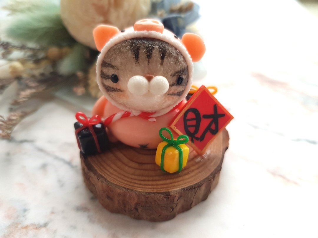 猫咪微景-猫咪小猪(虎斑) - 摆饰 - 粘土 粉红色