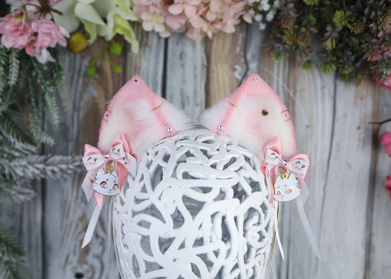 Catzo the Cat Ears Faux Fur Cat Ears Headband - 发饰 - 其他人造纤维 粉红色
