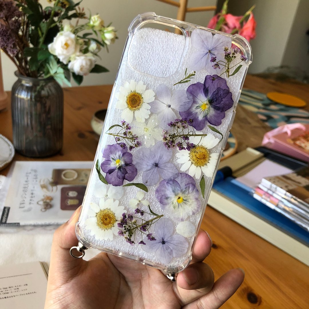 【茜作】干燥花手工定制滴胶手机壳 - 手机壳/手机套 - 树脂 透明