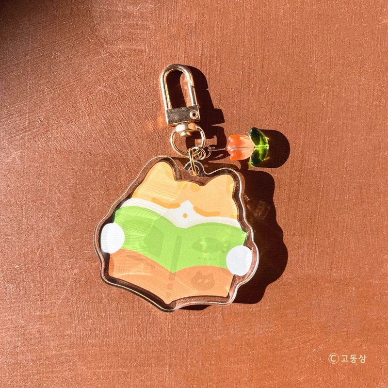 Godongsang l 钥匙圈 - 看书猫咪 - 钥匙链/钥匙包 - 压克力 橘色
