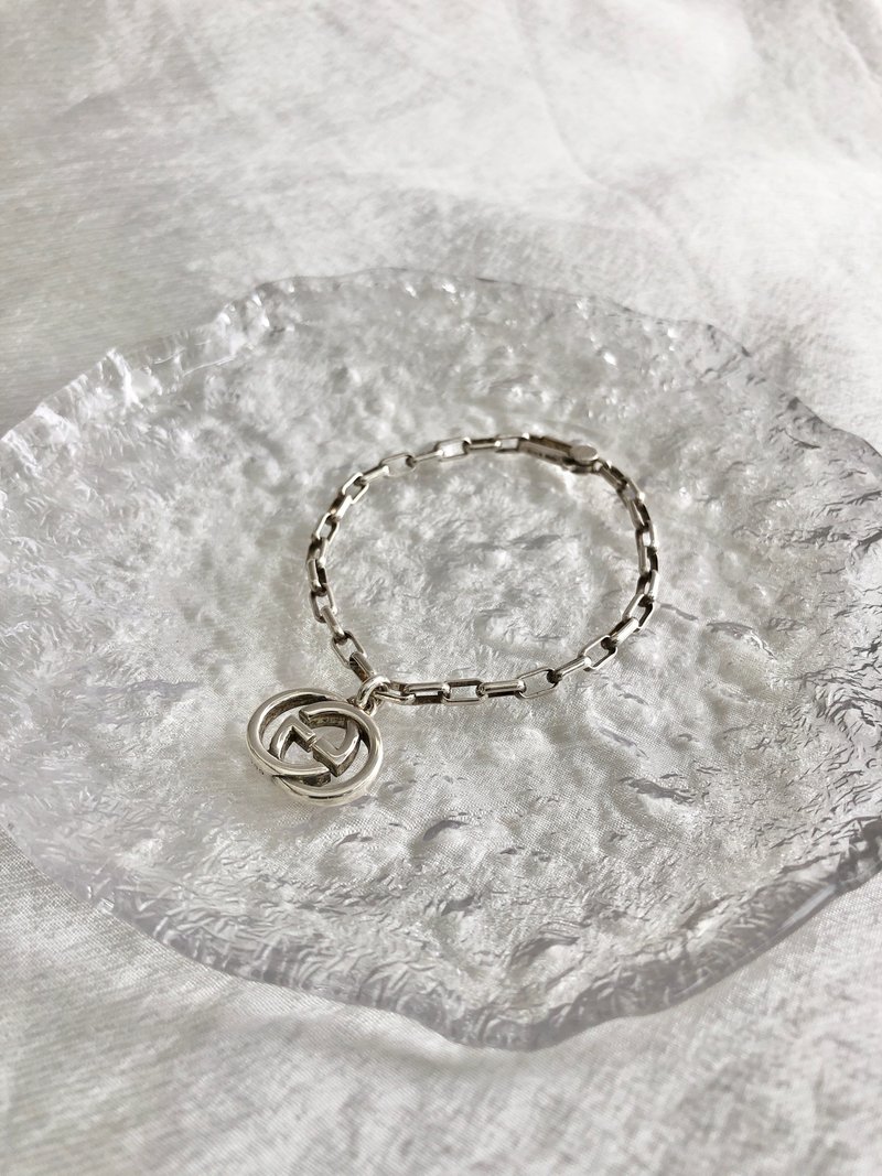 【 日本直送 名牌中古包 】GUCCI 古驰 手链 银色 Interlocking 双G Logo SILVER925 vintage 古董 mviic5 - 手链/手环 - 纯银 银色