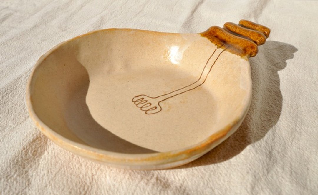 Bare light bulb gratin dish [heat resistant, oven compatible] - 浅碟/小碟子 - 陶 咖啡色