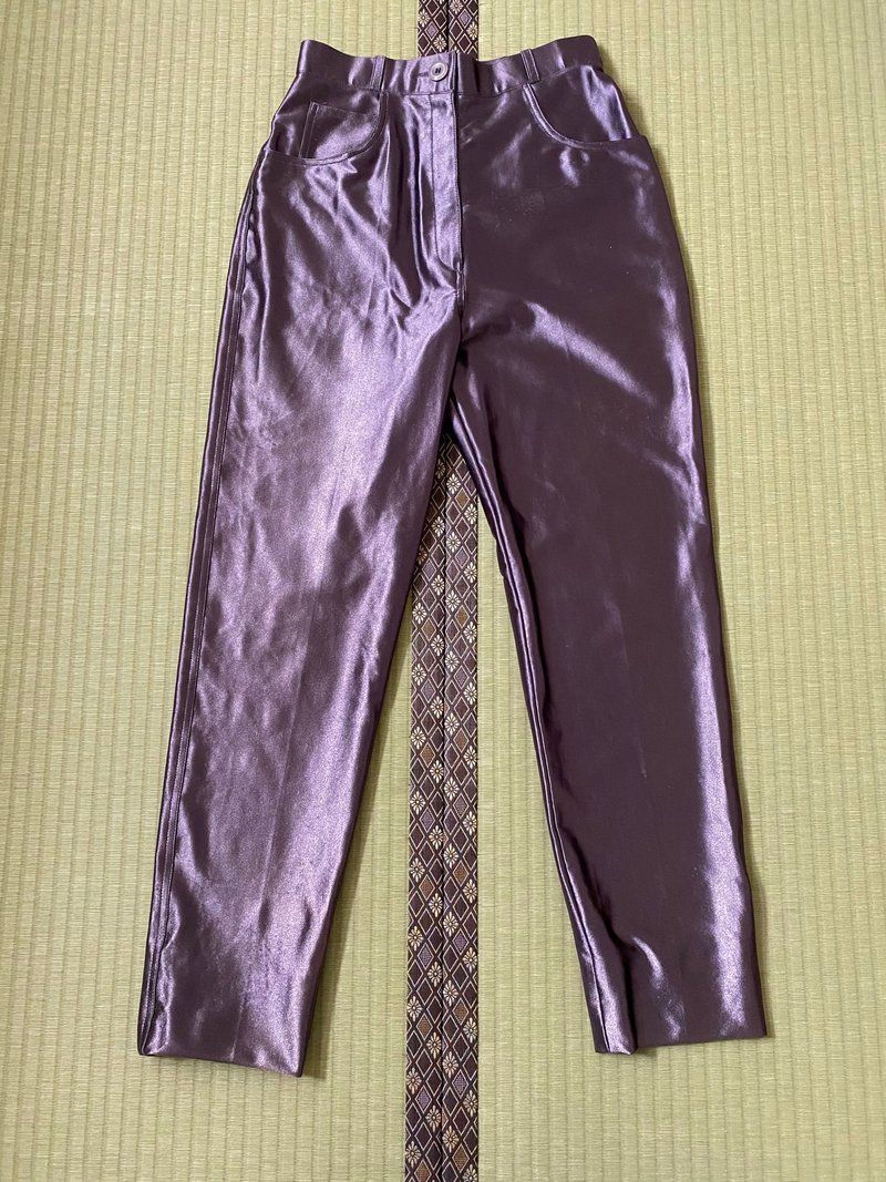 光泽布料伸缩古着长裤 - 女装长裤 - 聚酯纤维 紫色