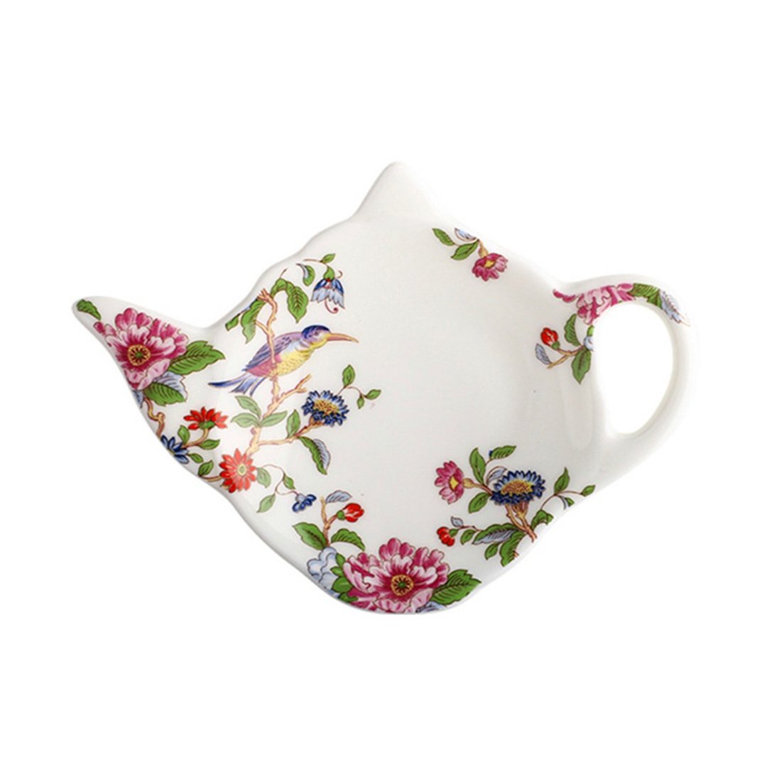 英国Aynsley 小屋花园/雀鸟/红玫瑰/蓝玫瑰 骨瓷壶型小碟 4款任选 - 浅碟/小碟子 - 瓷 白色