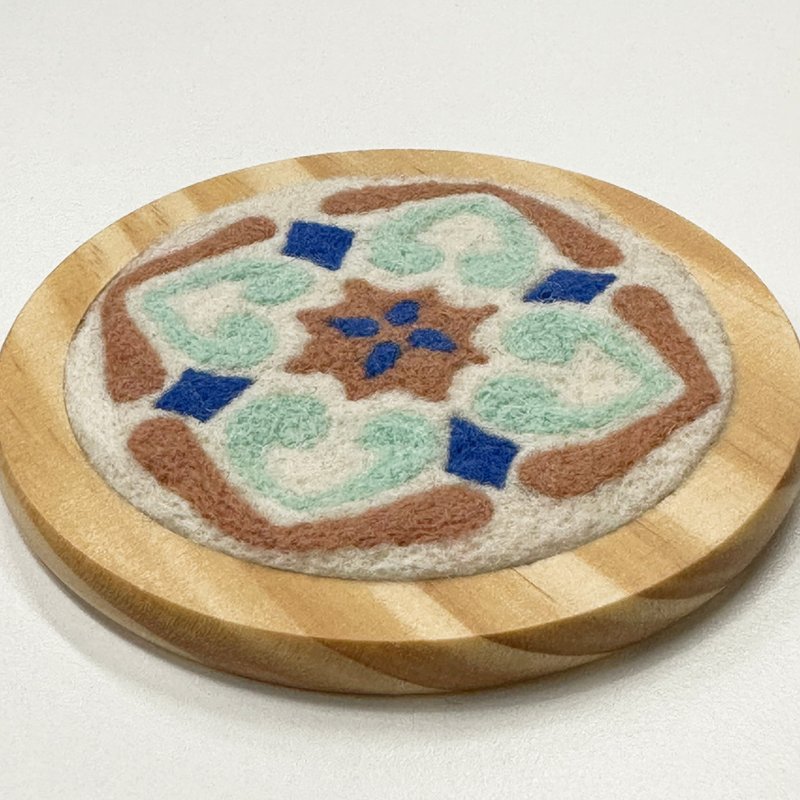 台湾传统特色花砖  羊毛毡 - 杯垫 - 羊毛 多色