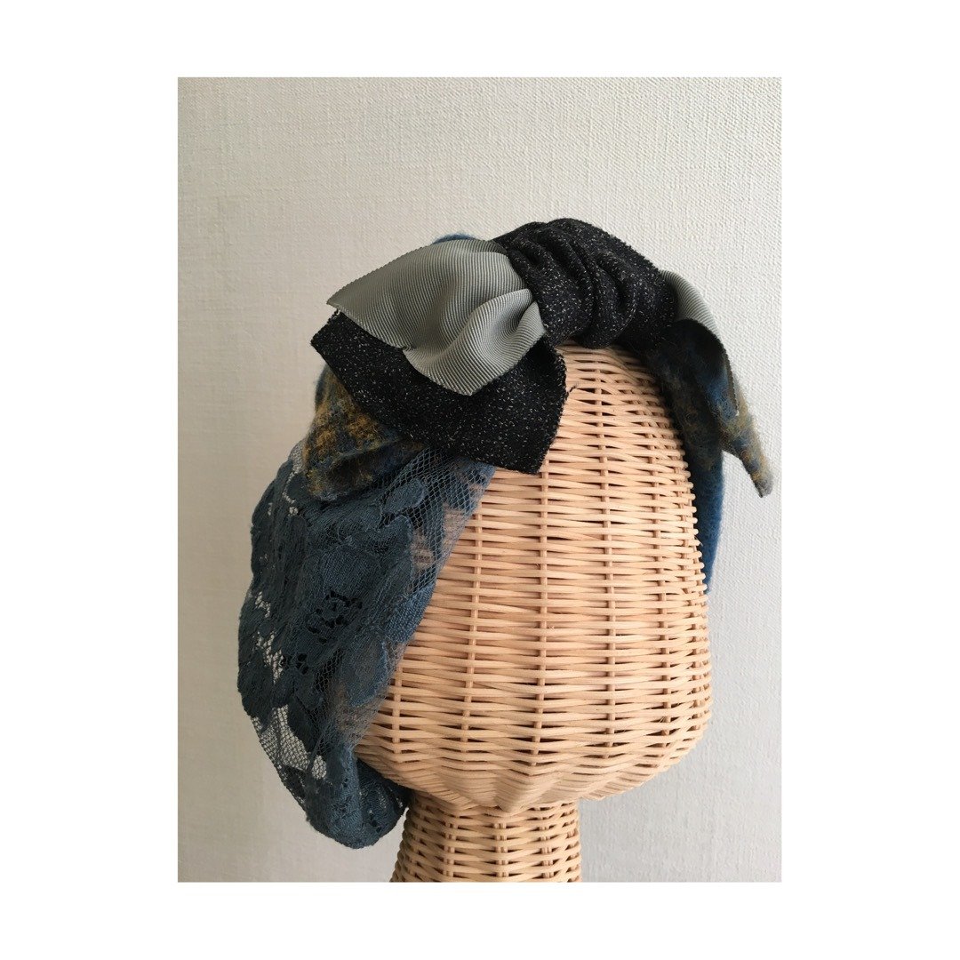 wool ribbon/Blue - 发饰 - 羊毛 蓝色