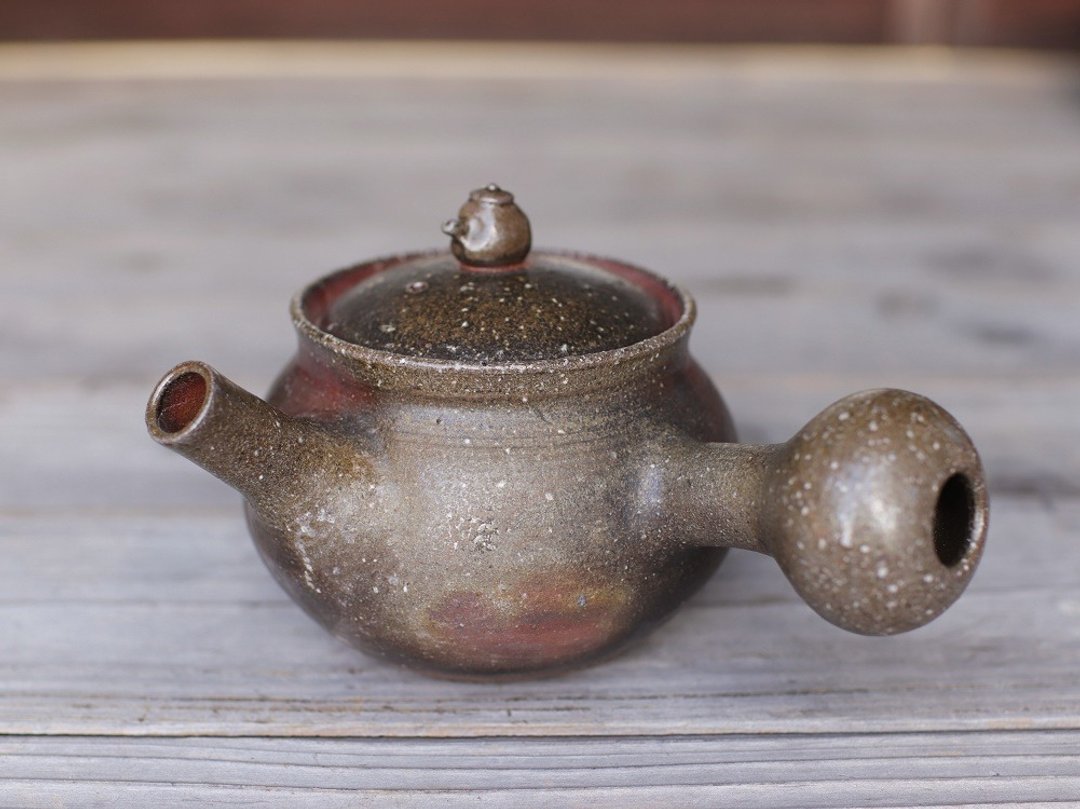 Bizen grilled teapot (teapot on teapot) k1-043 - 茶具/茶杯 - 陶 咖啡色