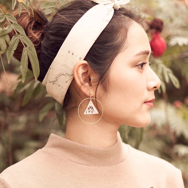 |Souvenirs|手工制作加拿大地图方巾头巾3色米白 浅蓝 生日礼物 - 发饰 - 棉．麻 白色