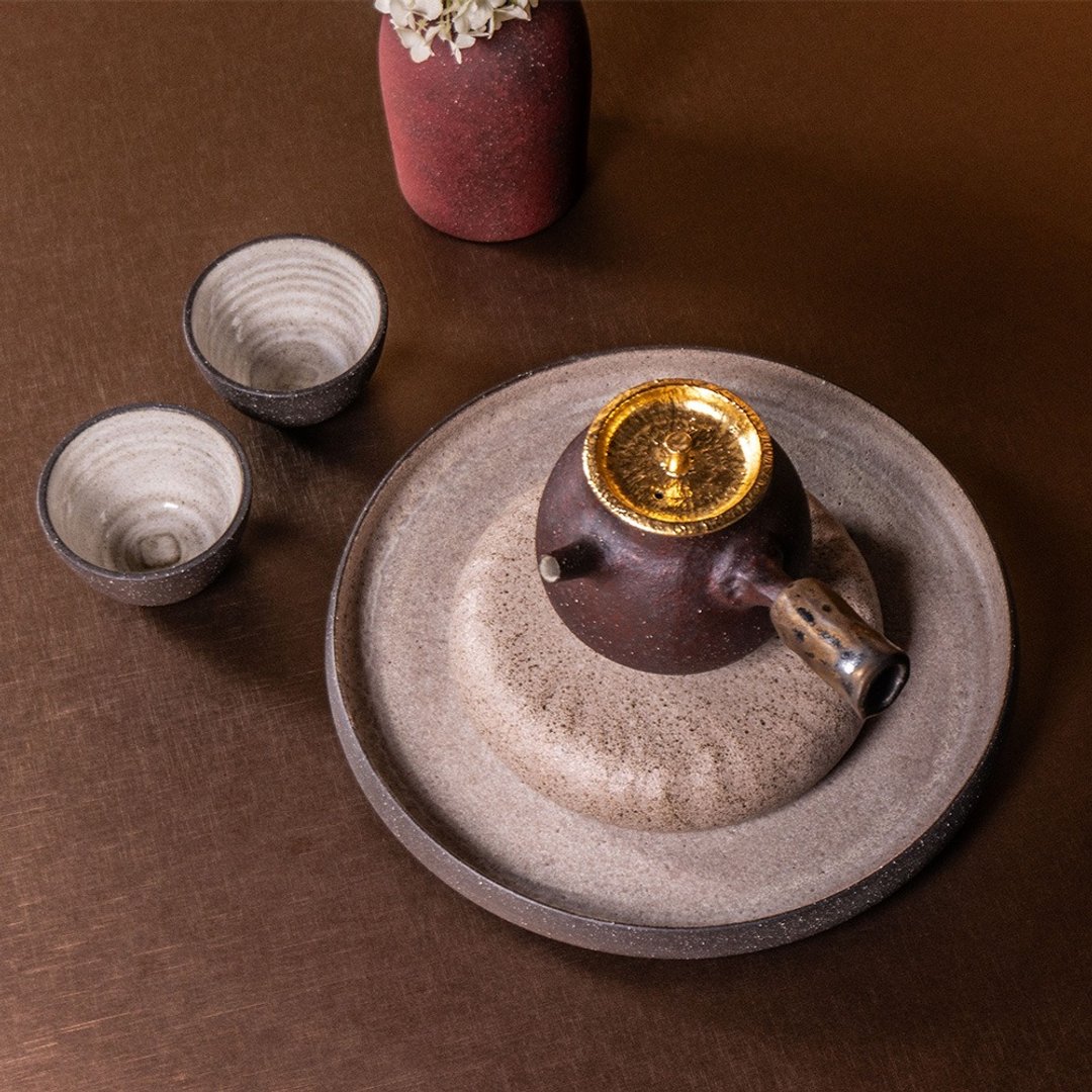 无我系列-两件式茶盘 / 壶承 - 茶具/茶杯 - 陶 咖啡色