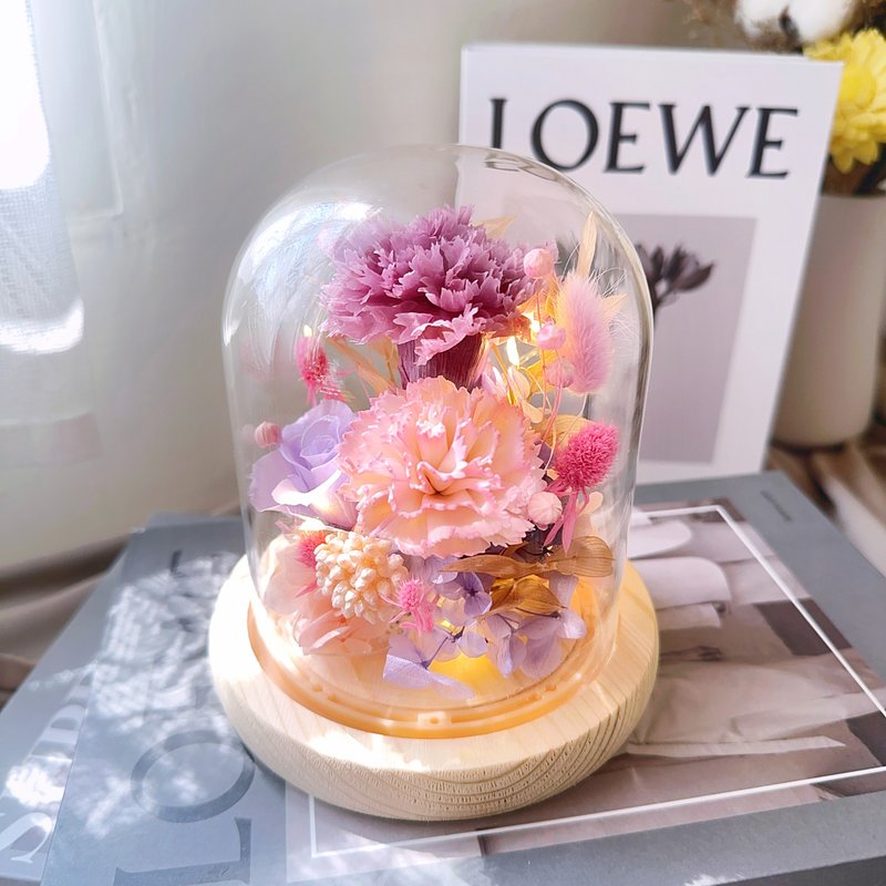 莳漫花间—馨爱如初 永生花夜灯 母亲节礼物 康乃馨 永生花 - 干燥花/捧花 - 植物．花 紫色