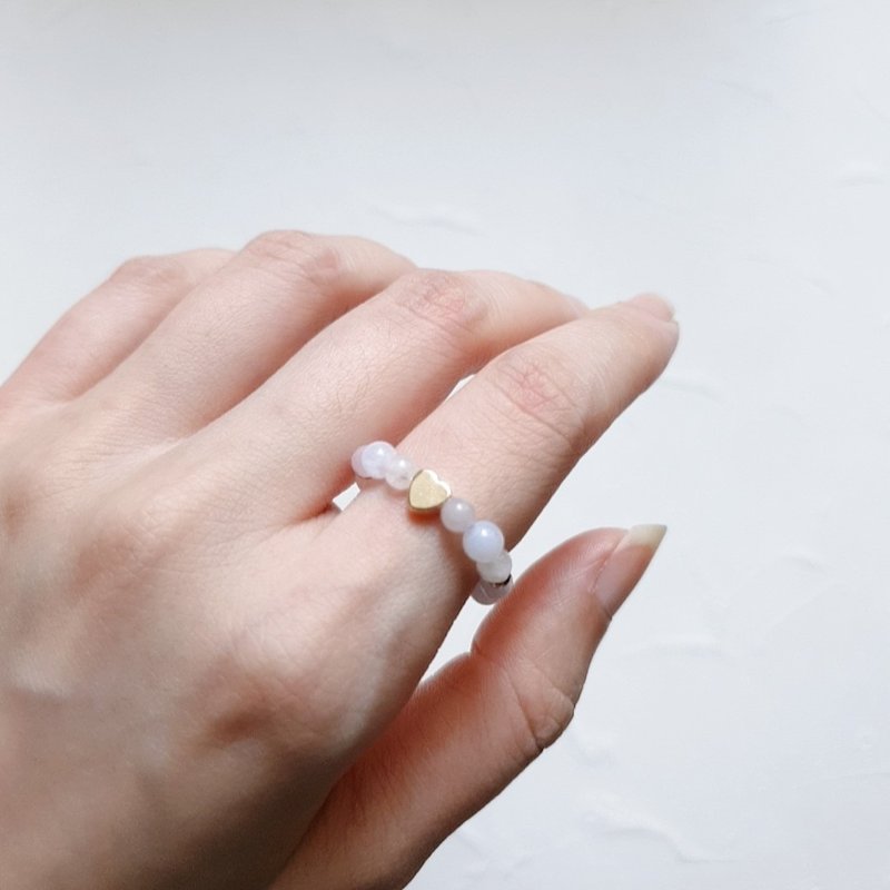 漫步云端 天然晶石食指戒(薰衣草紫水晶.蓝纹玛瑙.蓝月光)恢复 - 戒指 - 水晶 紫色