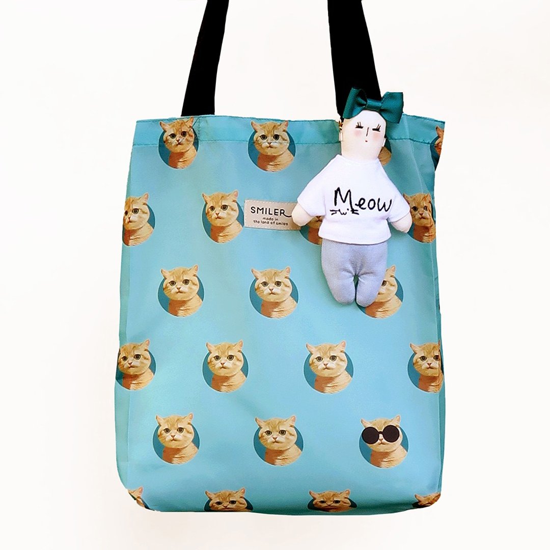 【Ms. Carrie - Green Cat】ECO BAG x BAG CHARM - 吊饰 - 棉 绿色
